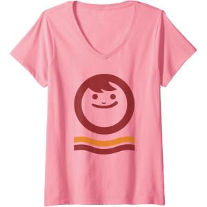 image:imageMaruchan Happy Face With Waves Logo VNeck TShirtPink
