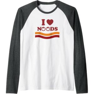 image:imageMaruchan I Heart Noods Humor Logo Raglan Baseball TeeDark Heather GreyWhite