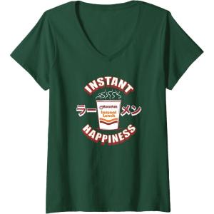 image:imageMaruchan Instant Happiness Steaming Ramen Soup VNeck TShirtDark Green