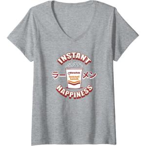 image:imageMaruchan Instant Happiness Steaming Ramen Soup VNeck TShirtHeather Grey