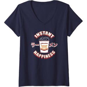 image:imageMaruchan Instant Happiness Steaming Ramen Soup VNeck TShirtNavy Blue