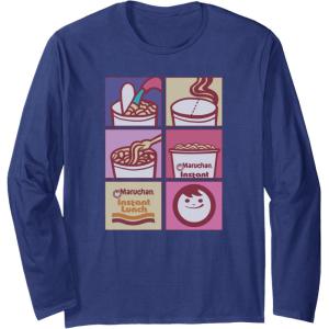 image:imageMaruchan Instant Lunch Boxed Up Cooking Instructions Panel Long Sleeve TShirtNavy Blue