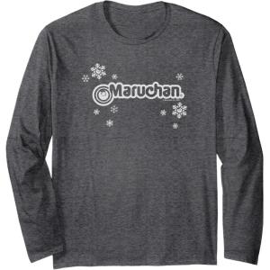 image:imageMaruchan Instant Lunch Christmas Snow Flakes Holiday Logo Long Sleeve TShirtDark Heather Grey