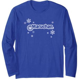 image:imageMaruchan Instant Lunch Christmas Snow Flakes Holiday Logo Long Sleeve TShirtRoyal Blue