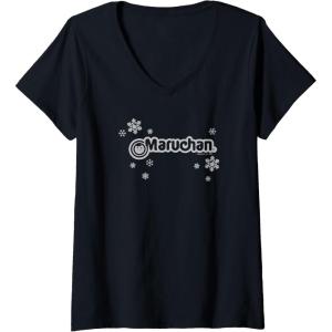 image:imageMaruchan Instant Lunch Christmas Snow Flakes Holiday Logo VNeck TShirtBlack