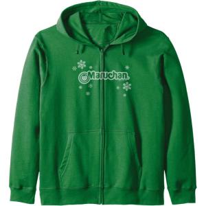 image:imageMaruchan Instant Lunch Christmas Snow Flakes Holiday Logo Zip HoodieDark Green