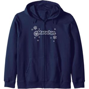 image:imageMaruchan Instant Lunch Christmas Snow Flakes Holiday Logo Zip HoodieNavy Blue