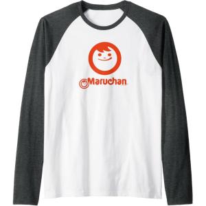 image:imageMaruchan Instant Lunch Classic Happy Face Vintage Logo Raglan Baseball TeeDark Heather GreyWhite