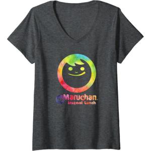 image:imageMaruchan Instant Lunch Color Pop Classic Retro Logo VNeck TShirtDark Heather Grey