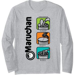 image:imageMaruchan Instant Lunch Cooking Directions Icons Long Sleeve TShirtHeather Grey