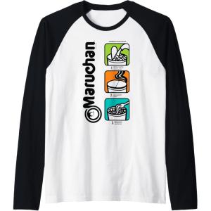 image:imageMaruchan Instant Lunch Cooking Directions Icons Raglan Baseball TeeBlackWhite