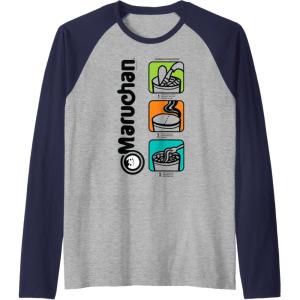 image:imageMaruchan Instant Lunch Cooking Directions Icons Raglan Baseball TeeNavy BlueAthletic Heather