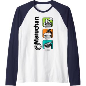 image:imageMaruchan Instant Lunch Cooking Directions Icons Raglan Baseball TeeNavy BlueWhite
