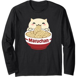 image:imageMaruchan Instant Lunch Cute Cat Ramen Bowl Logo Long Sleeve TShirtBlack