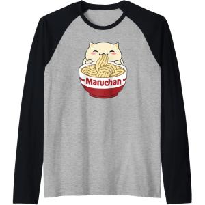 image:imageMaruchan Instant Lunch Cute Cat Ramen Bowl Logo Raglan Baseball TeeBlackAthletic Heather