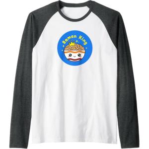 image:imageMaruchan Instant Lunch Cute Kawaii Ramen King Bowl Logo Raglan Baseball TeeDark Heather GreyWhite
