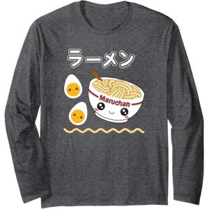 image:imageMaruchan Instant Lunch Cute Ramen Japanese Style Logo Long Sleeve TShirtDark Heather Grey