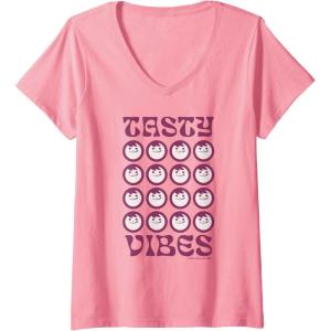 image:imageMaruchan Instant Lunch Groovy Tasty Vibes Grid Logo VNeck TShirtPink