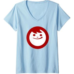 image:imageMaruchan Instant Lunch Happy Face Classic Logo VNeck TShirtBaby Blue