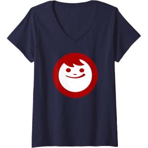 image:imageMaruchan Instant Lunch Happy Face Classic Logo VNeck TShirtNavy Blue
