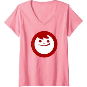 image:imageMaruchan Instant Lunch Happy Face Classic Logo VNeck TShirtPink