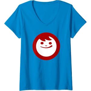 image:imageMaruchan Instant Lunch Happy Face Classic Logo VNeck TShirtSapphire Blue