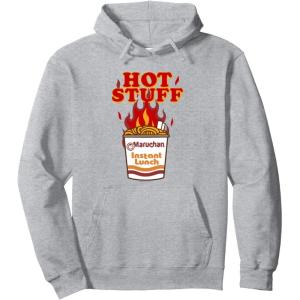 image:imageMaruchan Instant Lunch Hot Stuff Flaming Noodles Retro Shot Pullover HoodieHeather Grey