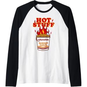 image:imageMaruchan Instant Lunch Hot Stuff Flaming Noodles Retro Shot Raglan Baseball TeeBlackWhite