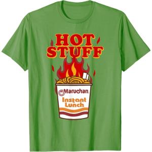 image:imageMaruchan Instant Lunch Hot Stuff Flaming Noodles Retro Shot TShirtGrass Green