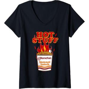 image:imageMaruchan Instant Lunch Hot Stuff Flaming Noodles Retro Shot VNeck TShirtBlack