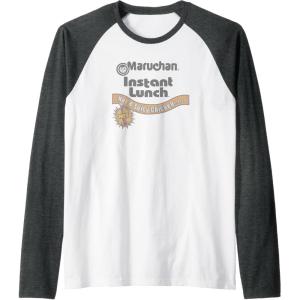 image:imageMaruchan Instant Lunch Hot amp Spicy Chicken Flavor Logo Raglan Baseball TeeDark Heather GreyWhite