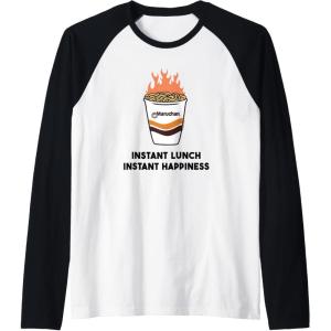 image:imageMaruchan Instant Lunch Instant Happiness Fiery Noodles Raglan Baseball TeeBlackWhite