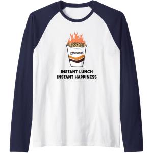 image:imageMaruchan Instant Lunch Instant Happiness Fiery Noodles Raglan Baseball TeeNavy BlueWhite