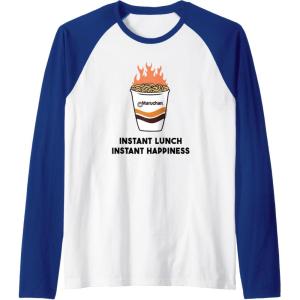 image:imageMaruchan Instant Lunch Instant Happiness Fiery Noodles Raglan Baseball TeeRoyal BlueWhite