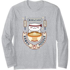 image:imageMaruchan Instant Lunch Kawaii Cat Ramen Noodle Bowl Long Sleeve TShirtHeather Grey