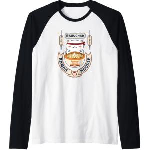 image:imageMaruchan Instant Lunch Kawaii Cat Ramen Noodle Bowl Raglan Baseball TeeBlackWhite