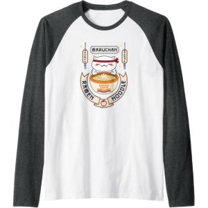 image:imageMaruchan Instant Lunch Kawaii Cat Ramen Noodle Bowl Raglan Baseball TeeDark Heather GreyWhite