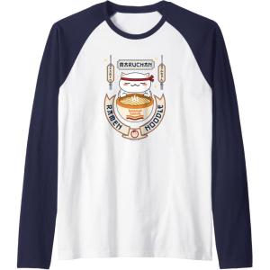 image:imageMaruchan Instant Lunch Kawaii Cat Ramen Noodle Bowl Raglan Baseball TeeNavy BlueWhite