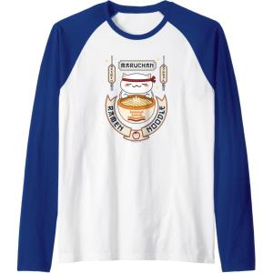image:imageMaruchan Instant Lunch Kawaii Cat Ramen Noodle Bowl Raglan Baseball TeeRoyal BlueWhite