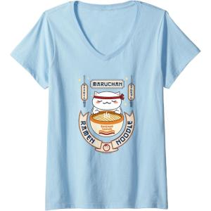 image:imageMaruchan Instant Lunch Kawaii Cat Ramen Noodle Bowl VNeck TShirtBaby Blue