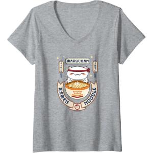 image:imageMaruchan Instant Lunch Kawaii Cat Ramen Noodle Bowl VNeck TShirtHeather Grey