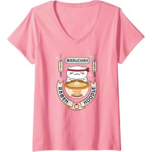 image:imageMaruchan Instant Lunch Kawaii Cat Ramen Noodle Bowl VNeck TShirtPink