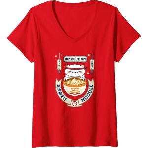 image:imageMaruchan Instant Lunch Kawaii Cat Ramen Noodle Bowl VNeck TShirtRed