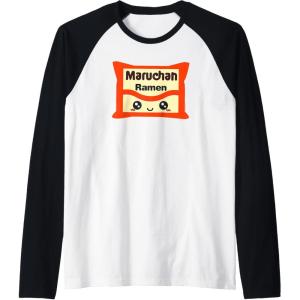 image:imageMaruchan Instant Lunch Kawaii Cute Package Logo Raglan Baseball TeeBlackWhite