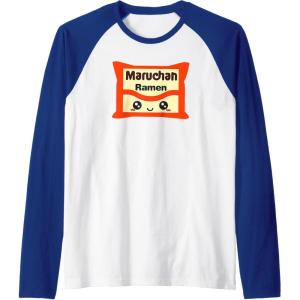 image:imageMaruchan Instant Lunch Kawaii Cute Package Logo Raglan Baseball TeeRoyal BlueWhite