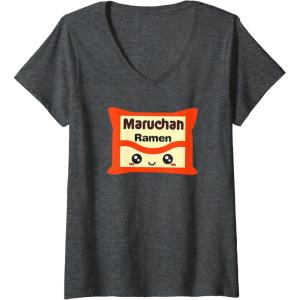 image:imageMaruchan Instant Lunch Kawaii Cute Package Logo VNeck TShirtDark Heather Grey
