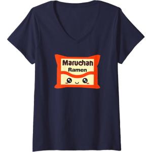 image:imageMaruchan Instant Lunch Kawaii Cute Package Logo VNeck TShirtNavy Blue