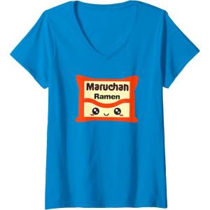 image:imageMaruchan Instant Lunch Kawaii Cute Package Logo VNeck TShirtSapphire Blue