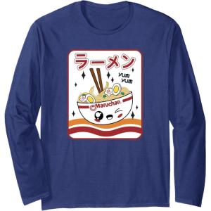 image:imageMaruchan Instant Lunch Kawaii Katakana Ramen Bowl Portrait Long Sleeve TShirtNavy Blue