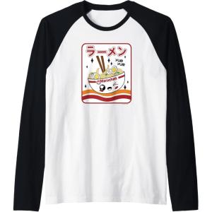 image:imageMaruchan Instant Lunch Kawaii Katakana Ramen Bowl Portrait Raglan Baseball TeeBlackWhite